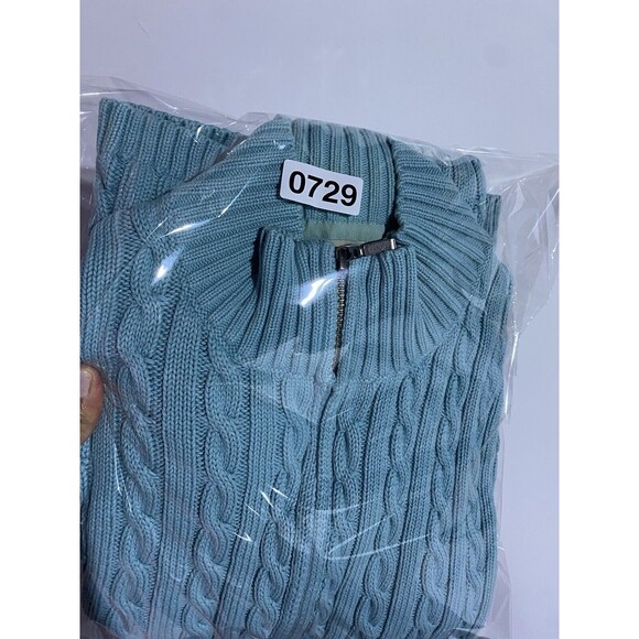 LL Bean Cardigan Sweater Womens L Blue Cable Knit Warm Preppy Outdoor Full Zip - Picture 15 of 15